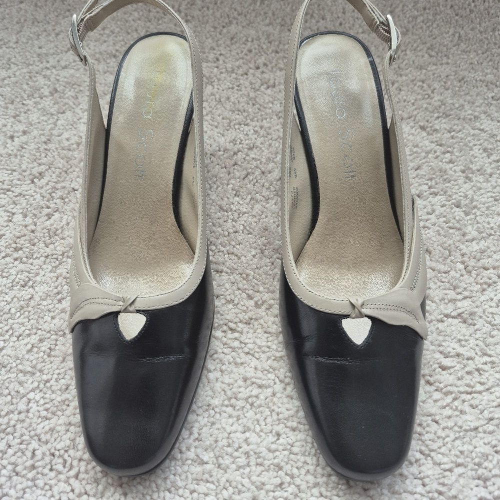 Laura Scott Black and Cream Heels with Classic Design